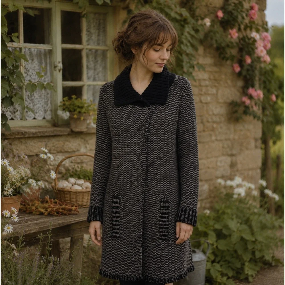 MARGARET O'LEARY Angora‎ Cashmere Wool Long cardigan Sweater Jacket Medium